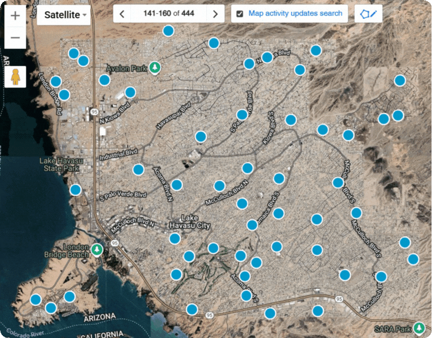 Animated preview of the Lake Havasu City map search